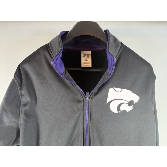 Kansas State Wildcats Grey Purple Russell Athletic Zip Up Jacket Size L - Picture 2 of 14